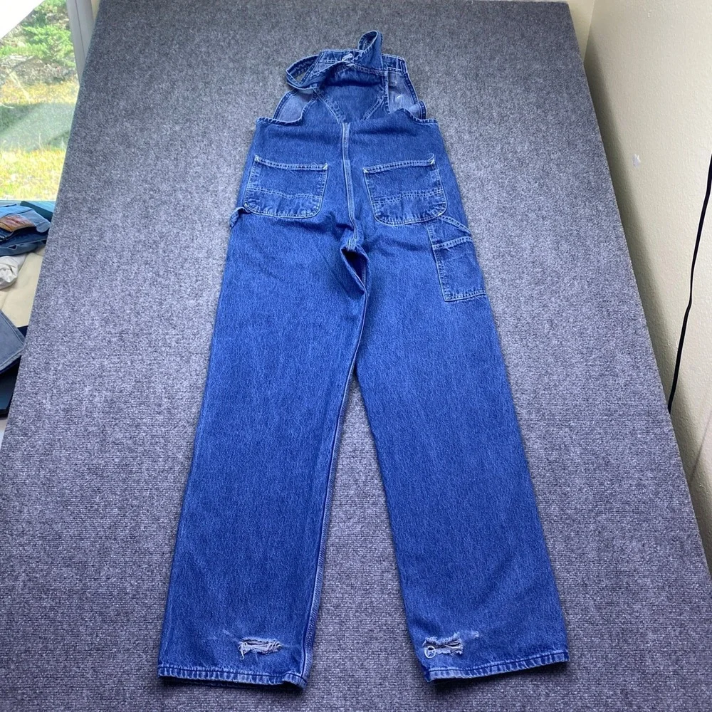 Carhartt R07-DST Denim‎ Bib Overalls Mens Sz 32 Blue Carpenter Dungarees Grunge